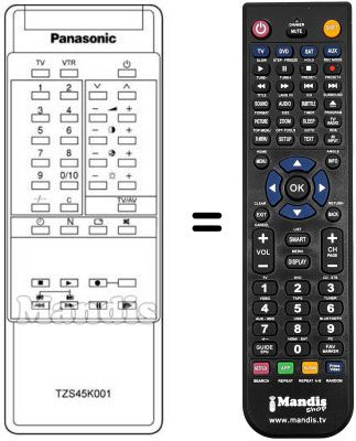 Comandos à distância equivalente Panasonic TZS4EK001