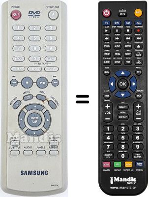 Comandos à distância equivalente Samsung DVD-P142