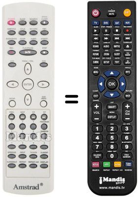 Comandos à distância equivalente Amstrad DVX 200