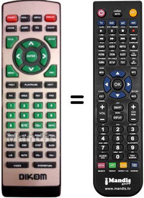 Comandos à distância equivalente DIKOM DVX-120R