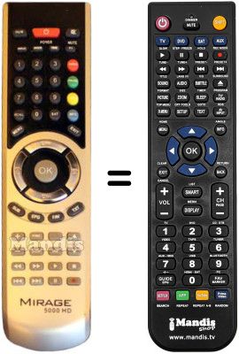 Comandos &agrave; dist&acirc;ncia equivalente Mirage 5000HD