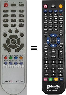 Comandos &agrave; dist&acirc;ncia equivalente RIMAX TDT 5300