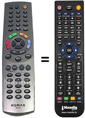 Comandos &agrave; dist&acirc;ncia equivalente Humax HVS53377
