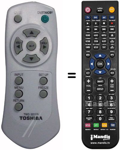 Comandos à distância equivalente Toshiba TWD50159