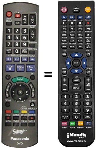 Comandos à distância equivalente Panasonic N2QAYB000329